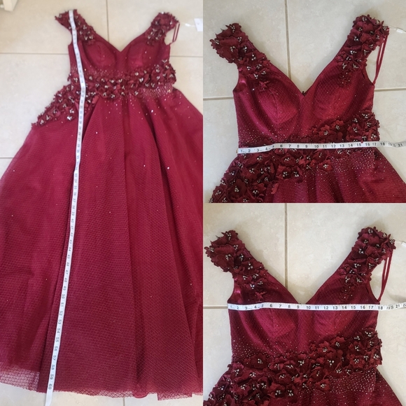 Mac Duggal | Floral Applique A-line Evening Gown in Burgundy Style 11152 Size 12 - Picture 15 of 15